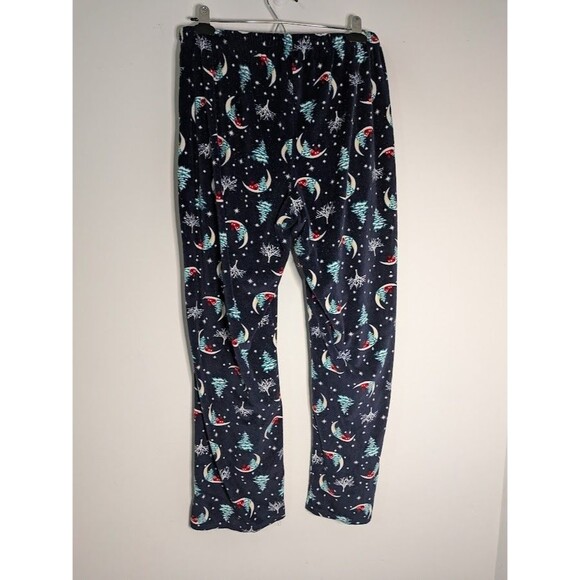 Croft & Barrow Fleece Pajama Pants M Navy Christmas Tree Moon Holiday Pjs soft - Picture 4 of 4